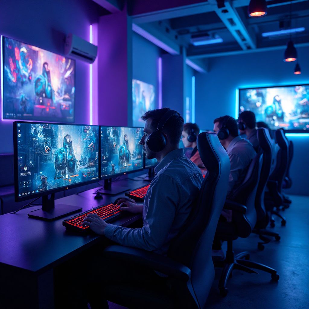 Інтер'єр GameZone з геймерами за комп'ютерами